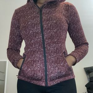 Iceberg Sweater hooded jacket. Size S. Burgundy. Black trim and zippers.